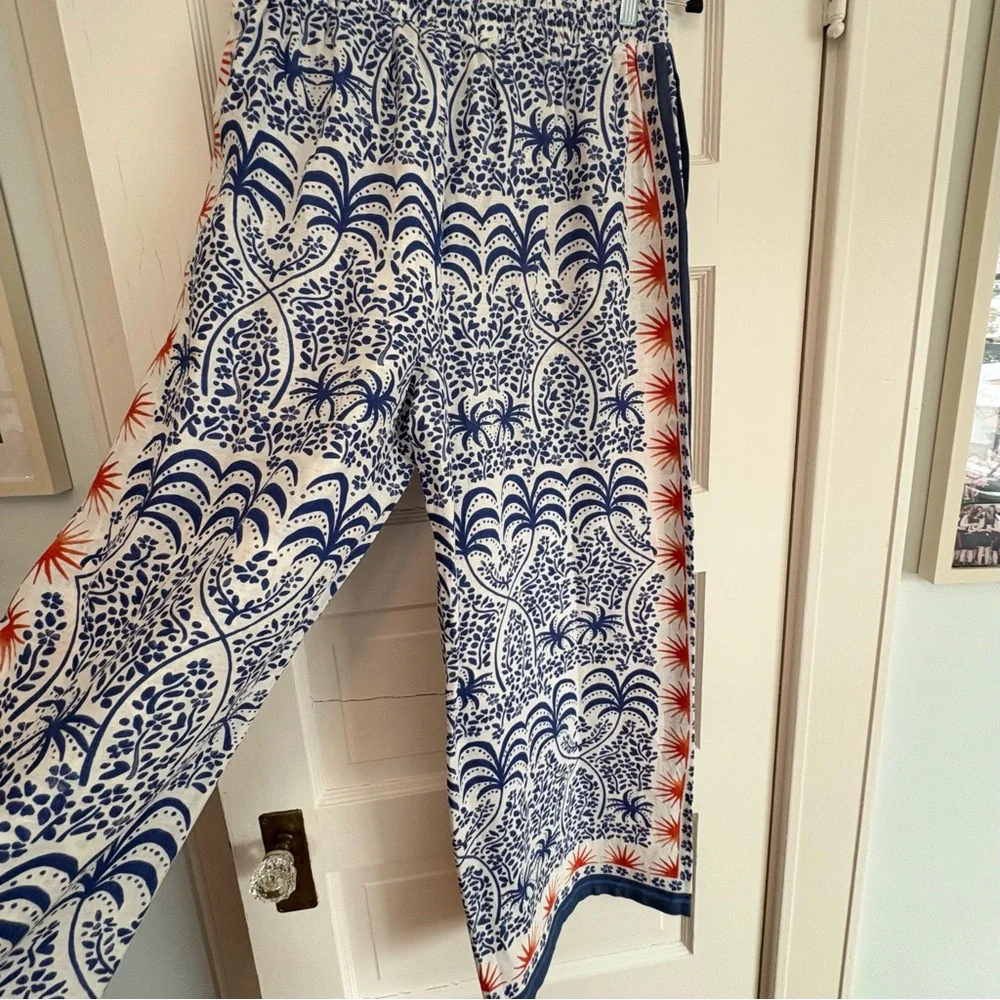 Rachel Zoe tropical print wide-leg linen blend Pants.  NWT Festival Flowy Medium - Picture 7 of 10